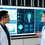 A diverse group of Malaysian professionals, including a female medical researcher in a modest lab coat, a male AI developer in a professional shirt, and a male regulatory official in business attire, are gathered around a large interactive digital screen in a modern, collaborative workspace. The screen displays complex, abstract medical data visualizations and conceptual AI models, illustrating a transparent certification process for medical AI. They are engaged in a serious and collaborative discussion, gesturing towards the screen. The setting is bright and professional, suggesting innovation and robust oversight. All individuals are fully clothed, appropriate attire, professional dress, safe for work, appropriate content, perfect anatomy, correct proportions, natural pose, well-formed hands, proper finger count, natural body proportions, professional photography, high quality.
